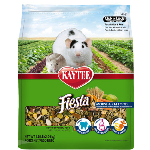 Kaytee Fiesta Mouse and Rat Food 4.5 lb Fortified Gourmet Diet - Small - Pet