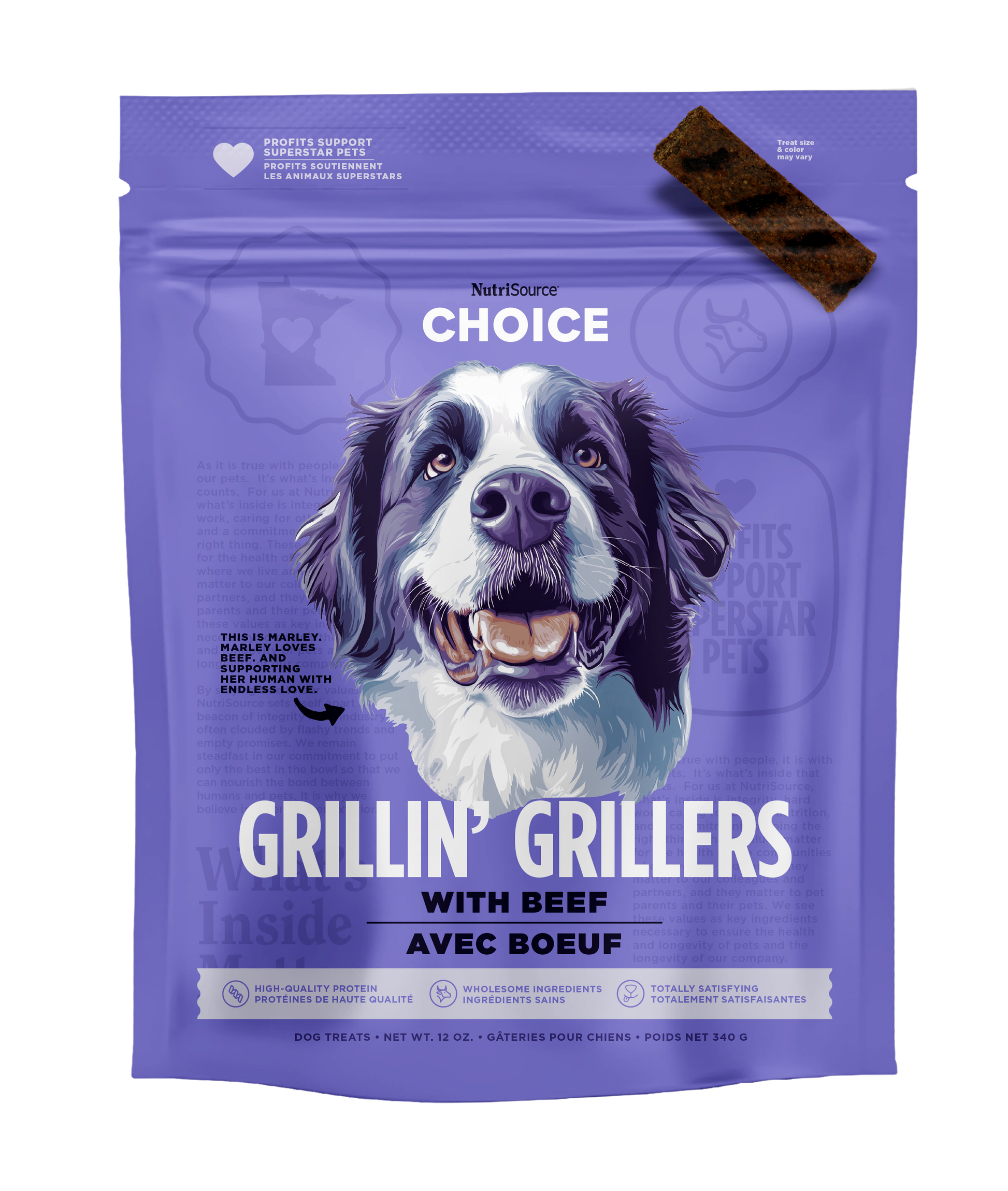 NutriSource Choice Grillin' Grillers Dog Treats Beef 12 oz 073893801023