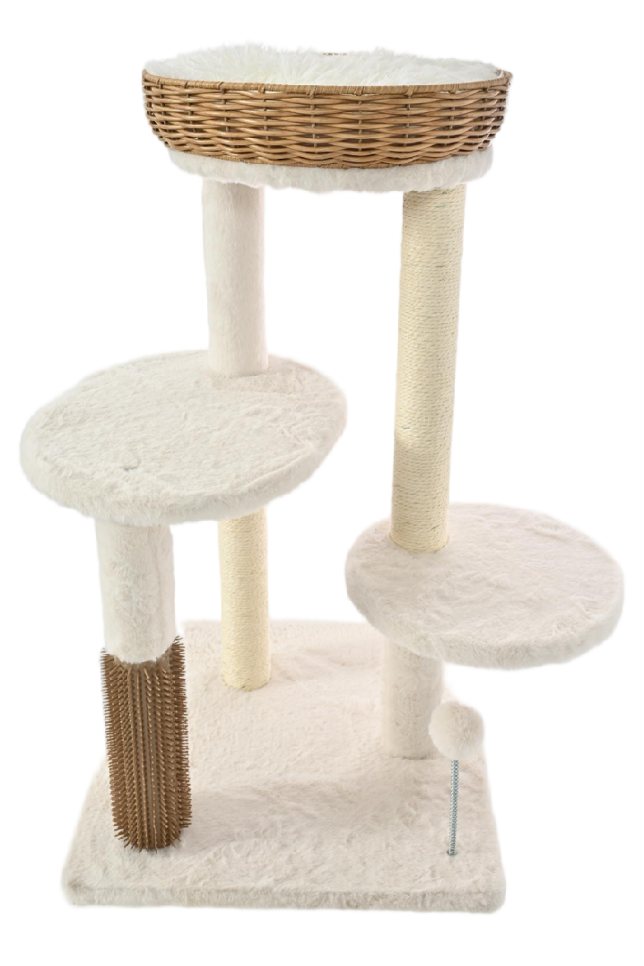 Max & Marlow Rattan Wicker 3 Level Cat Tree 30 in 810162076818