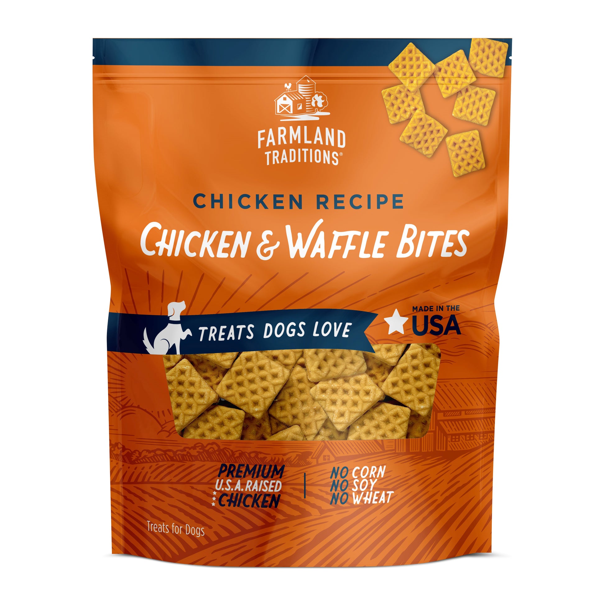 Farmland Traditions Simple Snacks Chicken & Waffle Bites Dog Treats 16 oz 884713002915