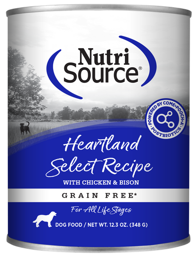 NutriSource Select Recipe Grain Free Canned Dog Food Heartland Select 12ea/12.3 oz 073893021254