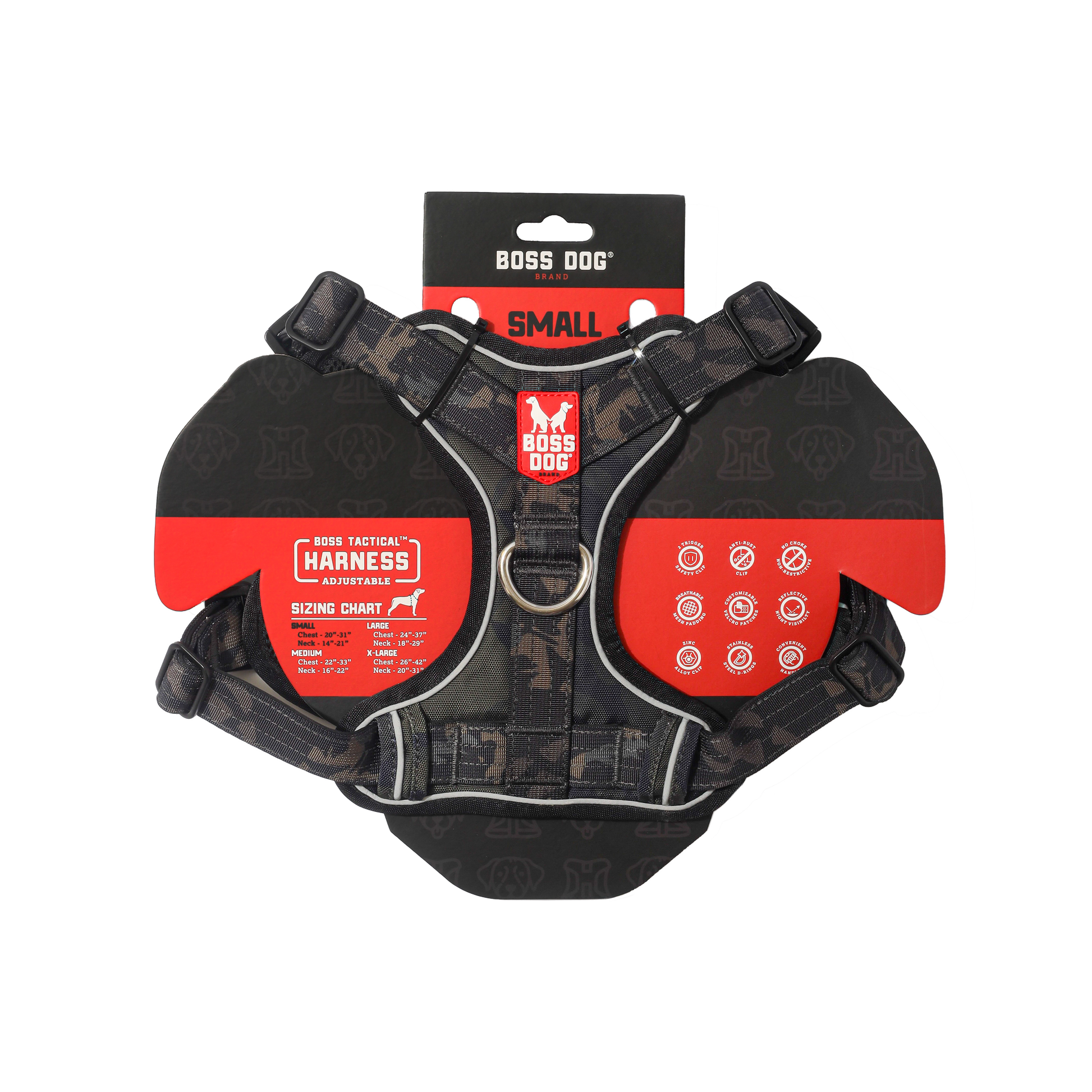Boss Dog Tactical Dog Harness Black Camo Small 860012005420