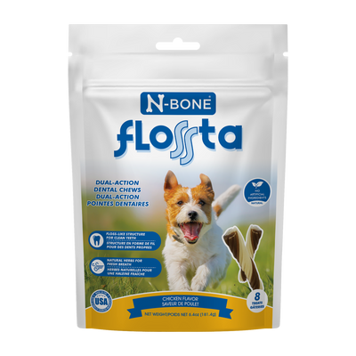 N-Bone Flossta Dual Action Dog Dental Chew Chicken 8 ct, 6.4 oz 657546802614