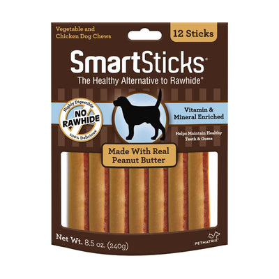 SmartBones SmartSticks Dog Treat Peanut Butter 12 pk 810833021383