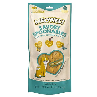 Meowee! Savory Spoonables Cat Treats Salmon, Chicken, & Duck 1.9 oz 615650000050