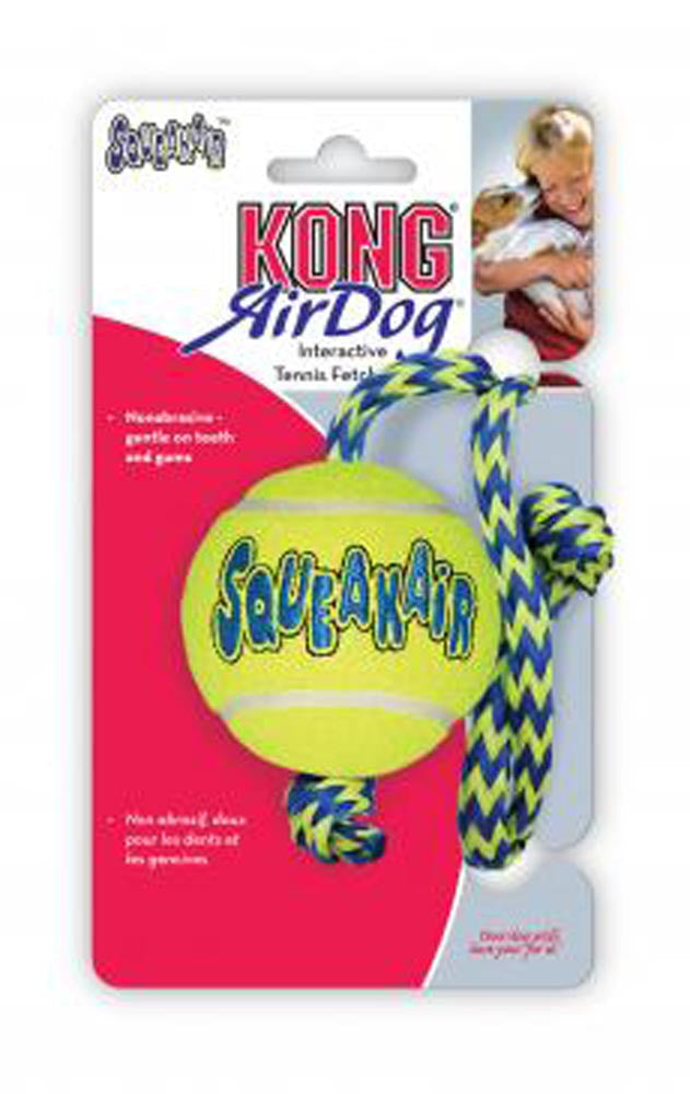KONG Air Dog Squeaker Tennis Ball With Rope Dog Toy MD