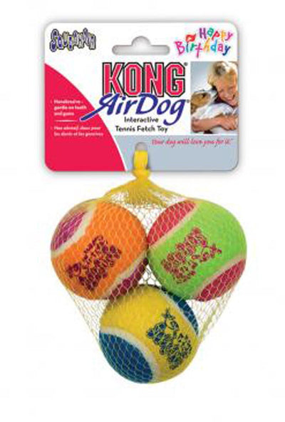 KONG Air Dog Squeaker Dog Toy Birthday Balls Assorted 3pk MD