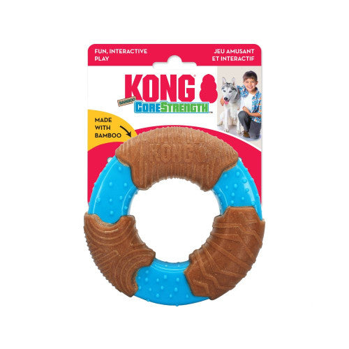 KONG CoreStrength Bamboo Ring Dog Toy Blue/Red LG