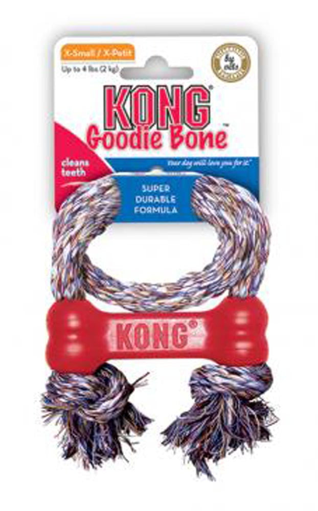 KONG Goodie Bone With Rope Dog Toy Red XS