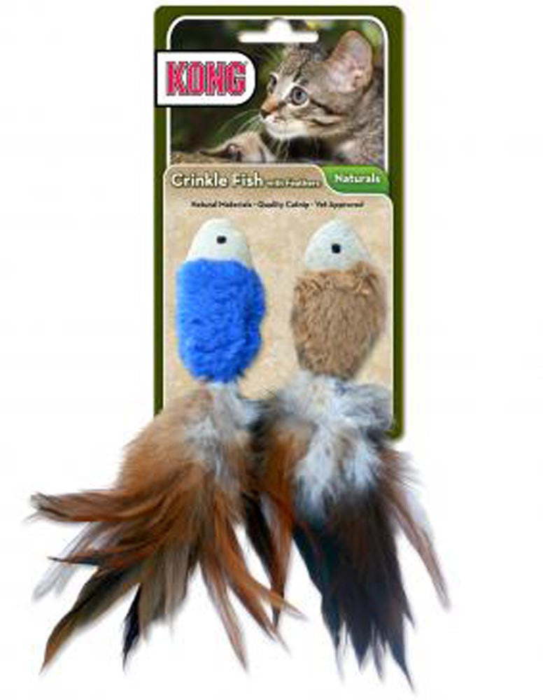 KONG Natural Crinkle Fish Catnip Toy Assorted One Size 2 Pack