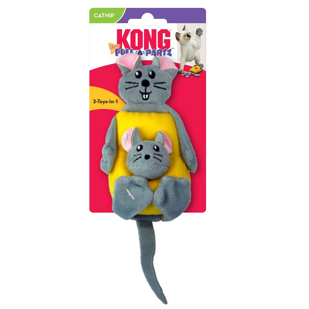 KONG Pull-A-Partz Cheezy Catnip Toy Grey One Size