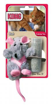 KONG Refillable Feather Rat Catnip Cat Toy Grey One Size