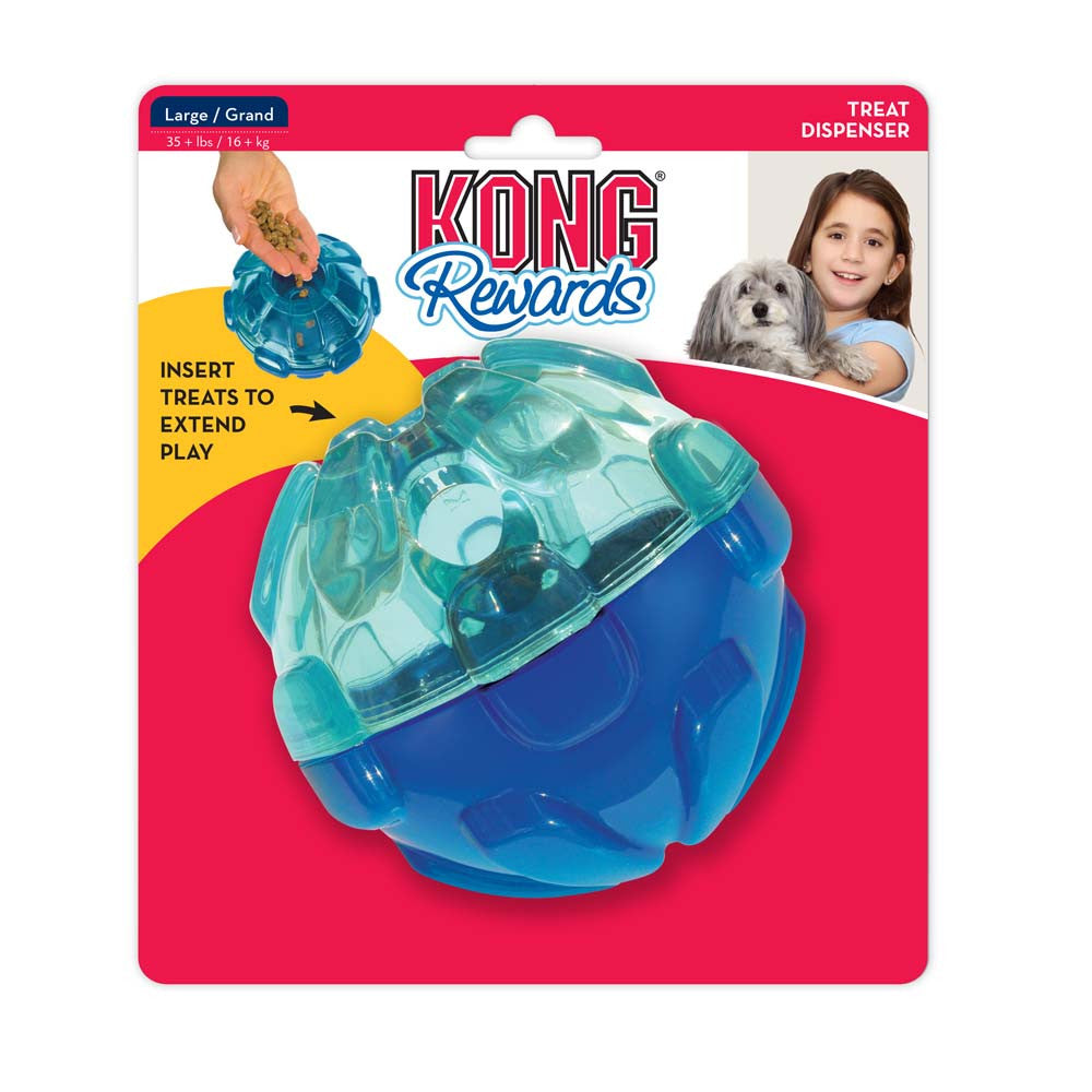 KONG Rewards Ball Treat Dispenser Dog Toy Blue LG