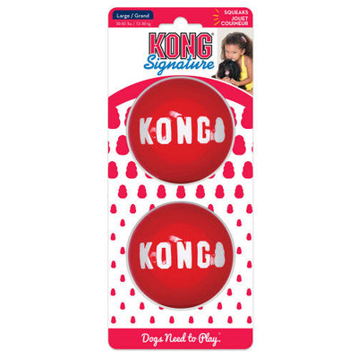 KONG Signature Ball Dog Toy Red 2pk LG