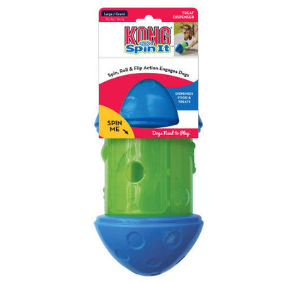 KONG Spin It Treat Dispenser Toy Green/Blue LG (DD) - Dog