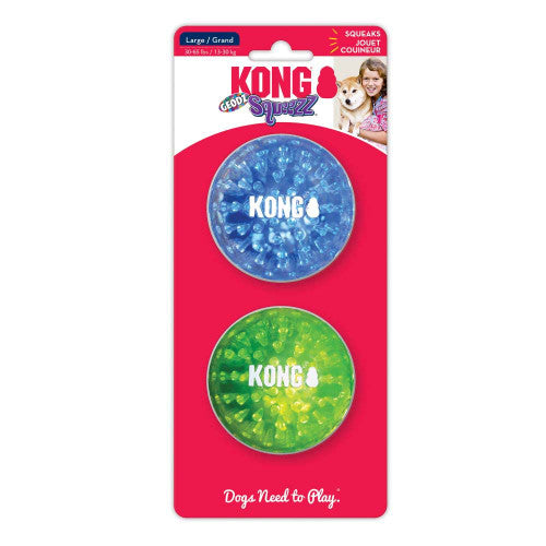 KONG Squeezz Geodz Squeaker Ball Dog Toy Assorted LG 2pk