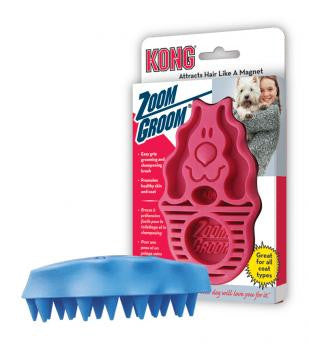 KONG Zoomgroom Rubber Dog Brush Raspberry LG