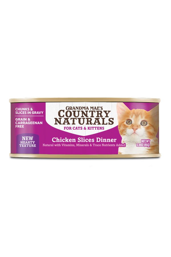 Grandma Mae's Country Naturals Slices in Gravy Dinner Canned Cat Food Chicken Slices 24ea/2.8 oz 856235007952
