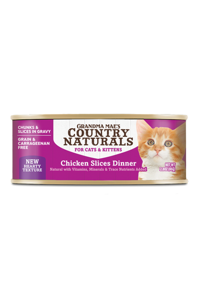 Grandma Mae's Country Naturals Slices in Gravy Dinner Canned Cat Food Chicken Slices 24ea/2.8 oz 856235007952