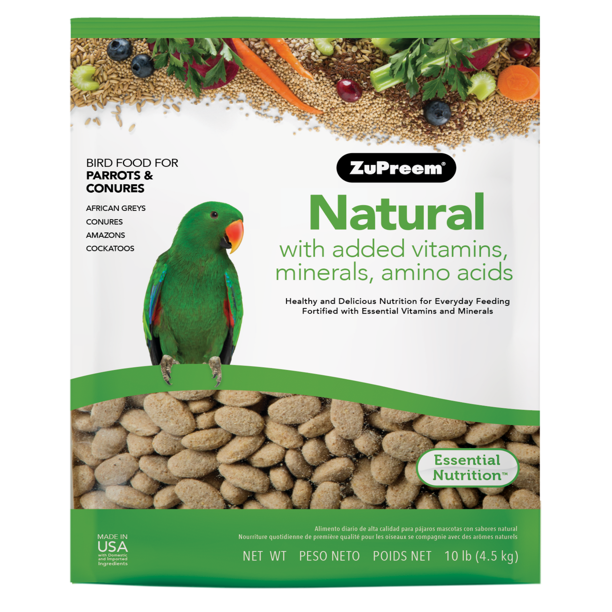 ZuPreem Natural Bird Food Parrots & Conures 10 lb 762177000145