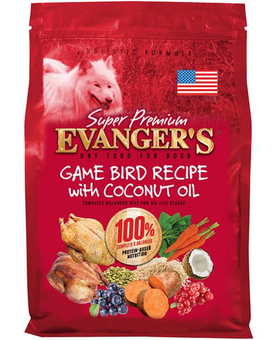 Evanger's Super Premium Dry Dog Food Gamebird w/Coconut Oil 33 lb 077627401589