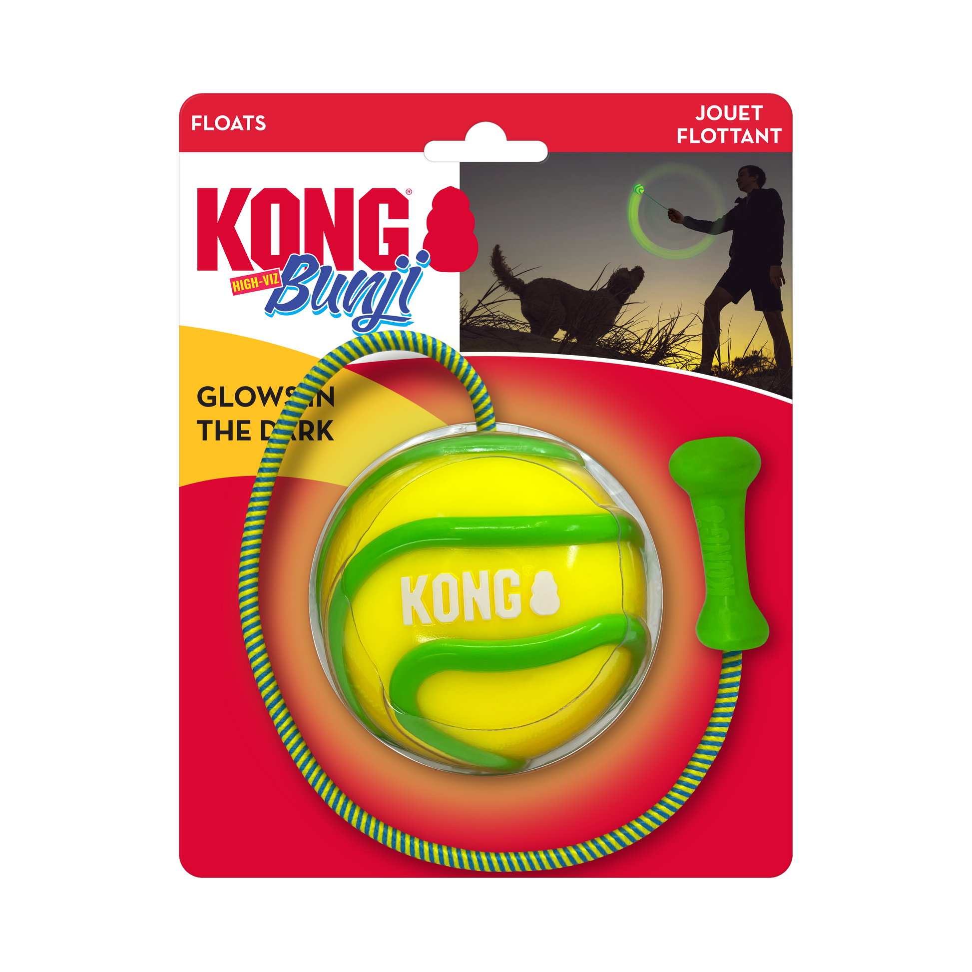 KONG Bunji High-Viz Ball Dog Toy Assorted Color Large 035585529226