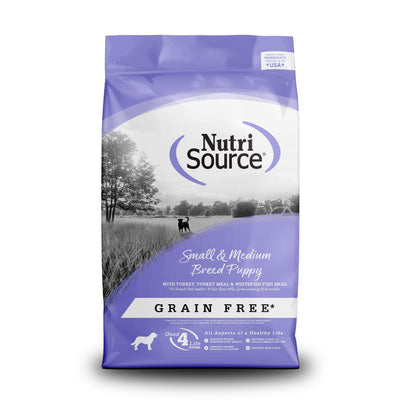 NutriSource Small & Medium Breed Puppy Grain Free Dry Dog Food Turkey & Whitefish 26 lb 073893299752