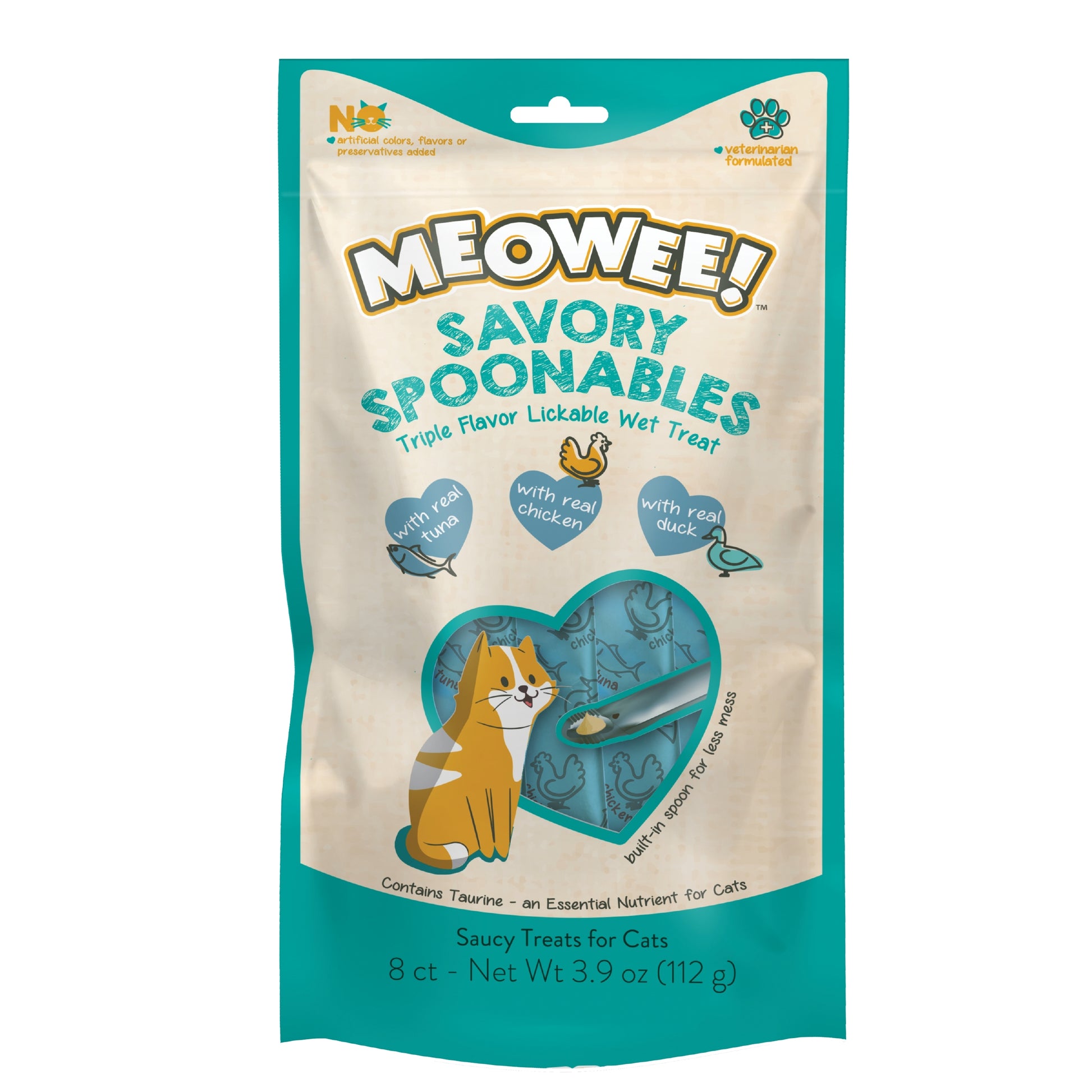 Meowee! Savory Spoonables Cat Treats Tuna, Chicken, & Duck 3.9 oz 615650000043