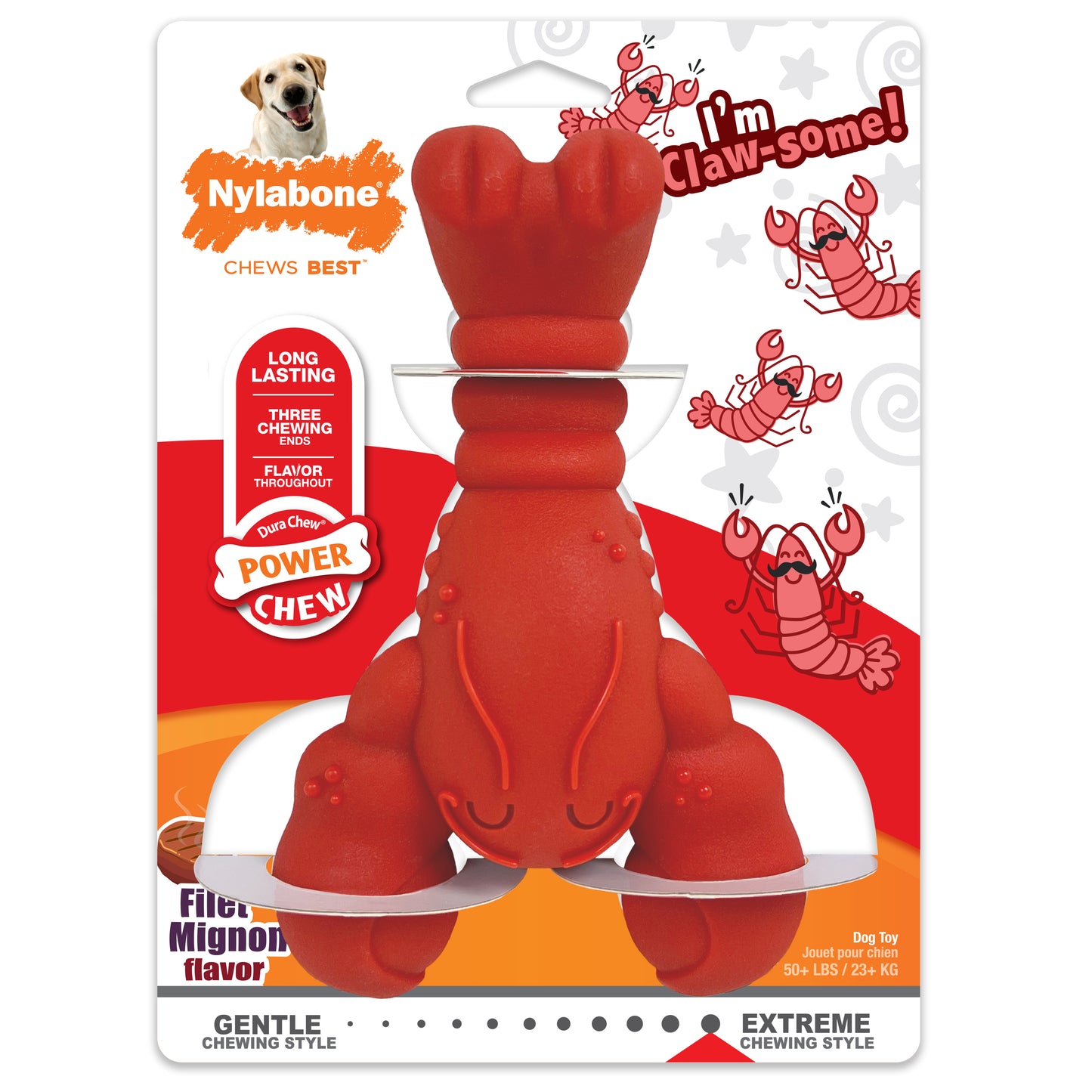 Nylabone Power Chew Lobster Dog Toy Filet Mignon X-Large/Souper - 50+ Lbs. (1 ct) 018214853695