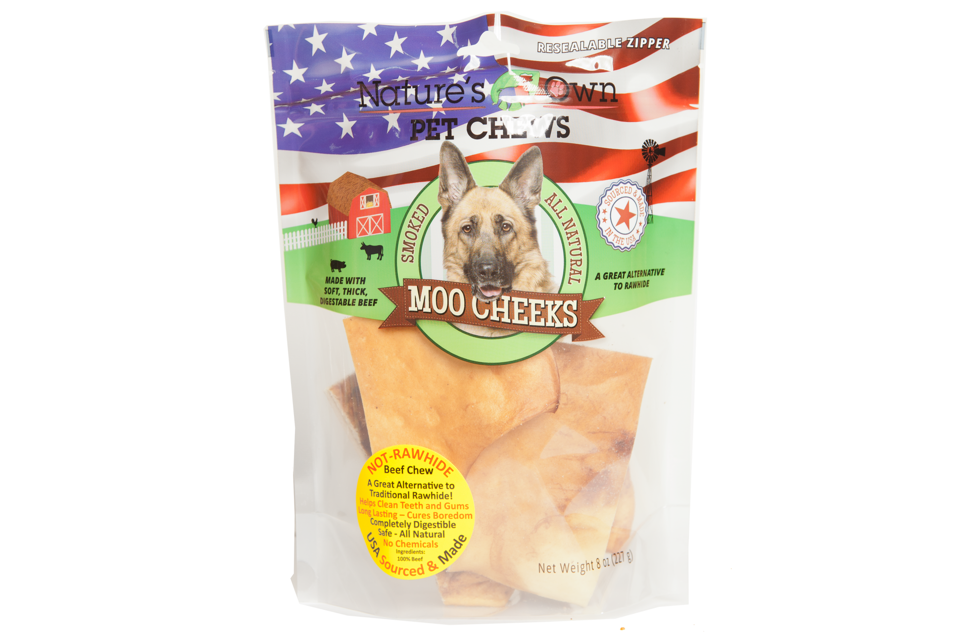 Nature's Own Moo Cheeks Dog Chews 8 oz 739598902525