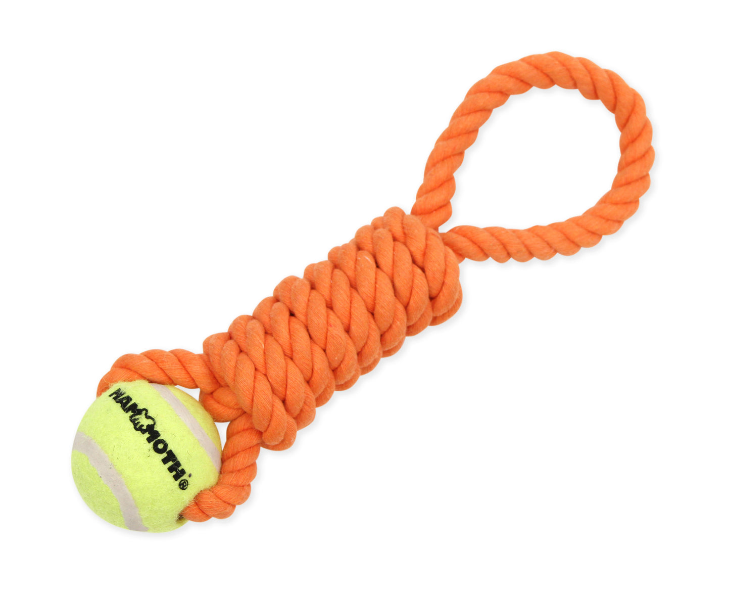 Mammoth Pet Products Twister Pull Tug w/Ball Dog Toy Orange Small, 10 in 746772530085