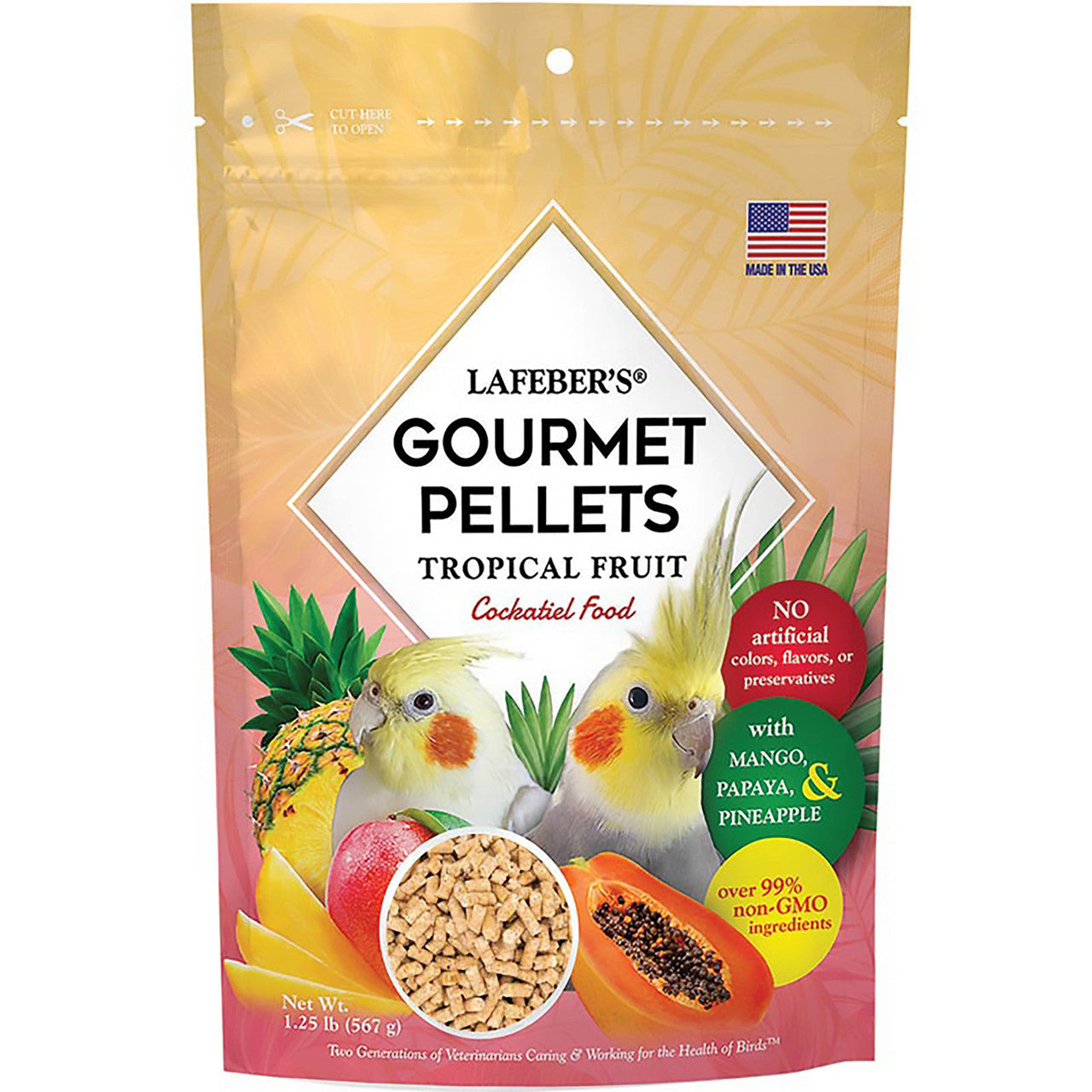 Lafeber Company Tropical Fruit Gourmet Pellets Cockatiel Bird Food 1.25lb
