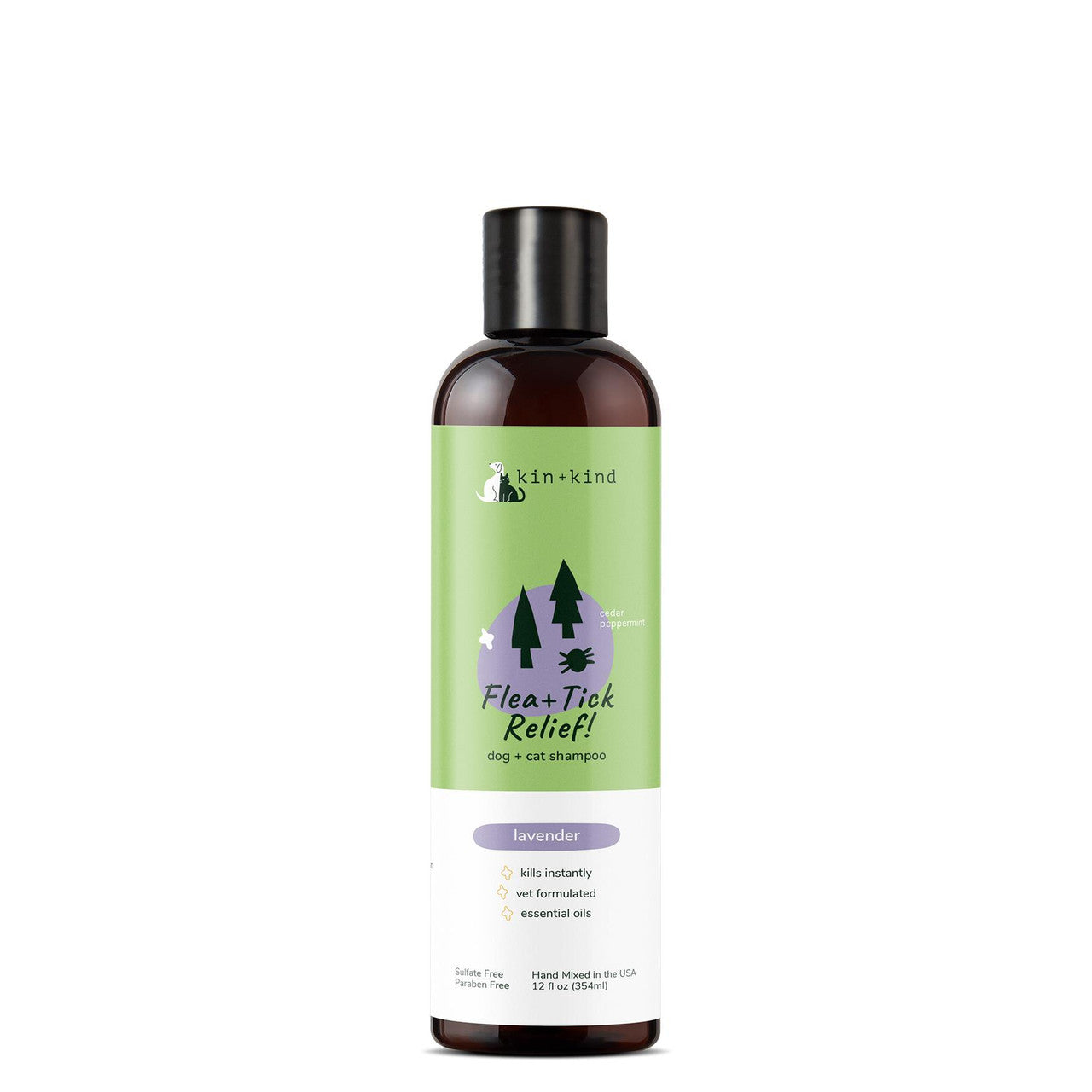 Lavender Natural Flea & Tick Plant-Based Shampoo for Dogs & Cats 12 oz 850027253114