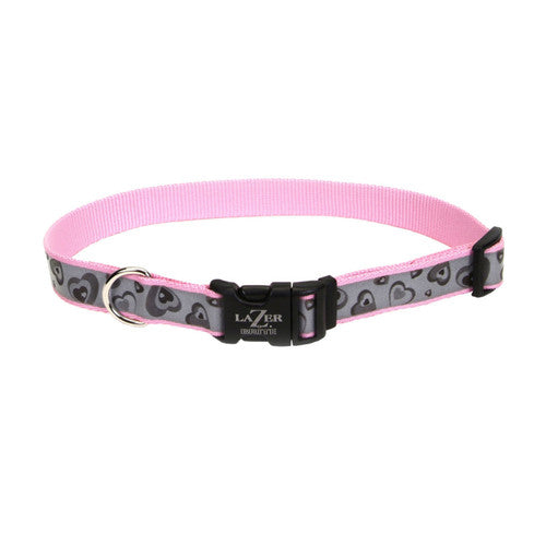 Lazer Brite Reflective Adjustable Dog Collar Pink 1 in x 18 - 26