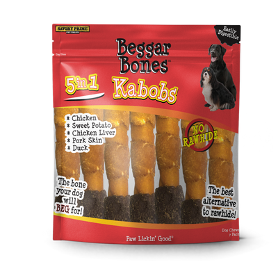 Savory Prime Beggar Bone 5 in 1 Kabobs Dog Treats 5 in, 7 pk 810359003665