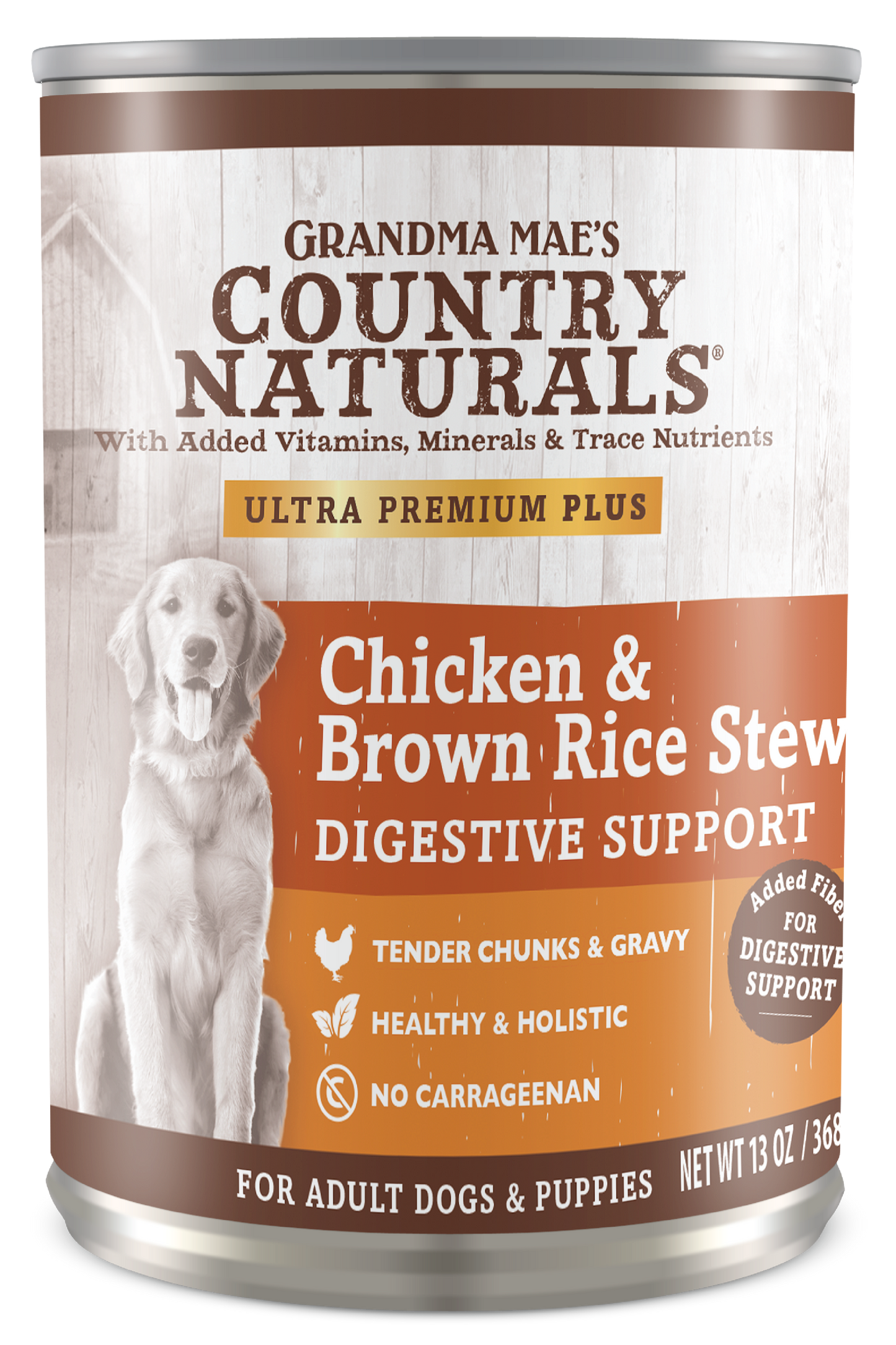 Grandma Mae's Country Naturals Digestive Support Wet Dog Food Chicken & Brown Rice Stew 12ea/13 oz 850042318126