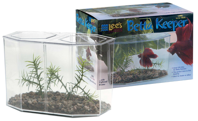 Lees Betta Keeper with Lid Gravel and Plant Clear 60 oz