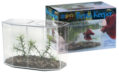 Lees Betta Keeper with Lid Gravel and Plant Clear 60 oz - Aquarium