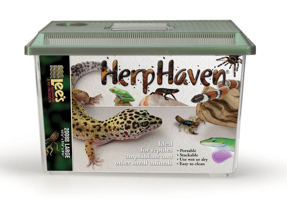 Lees HerpHaven Carrier for Reptiles & Amphibians Black 14.5in X 9.75in LG