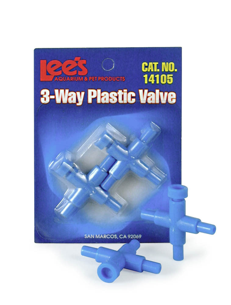 Lees Plastic Valve for Aquarium Pumps 3-Way Blue 2 Pack