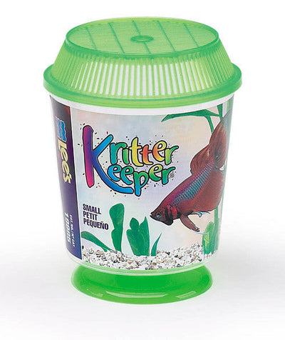 Lees Round Kritter Keeper with Lid & Pedestal Label Assorted 0.66qt SM - Aquarium