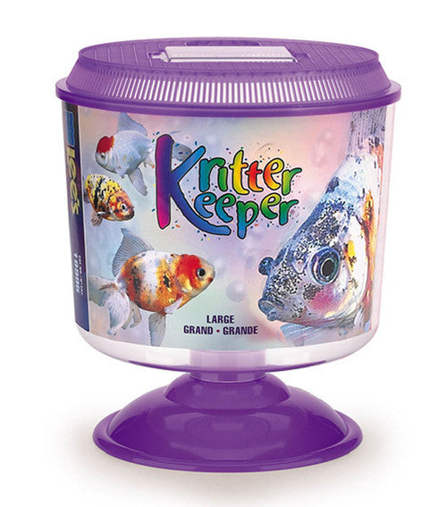 Lees Round Kritter Keeper with Lid & Pedestal Label Assorted 1.5gal LG - Aquarium