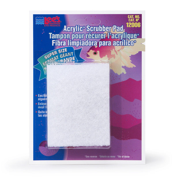 Lees Scrubber Pad for Acrylic Aquariums White 3 in x 4 in Super-Size