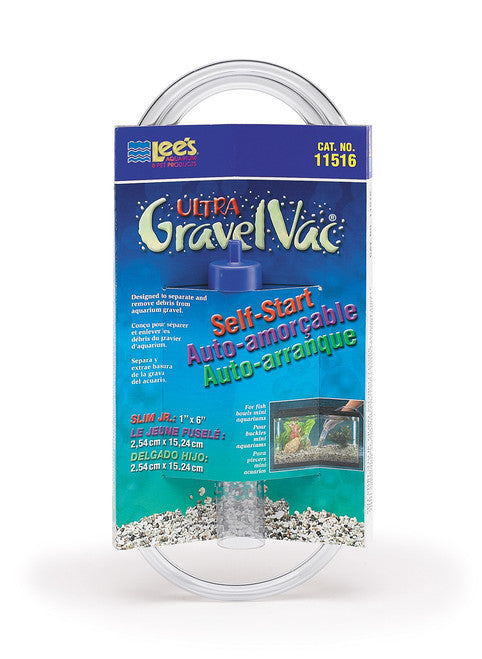 Lees Ultra GravelVac Slim Jr. Self - Start Gravel Vacuum Cleaner 1 in x 6 - Aquarium