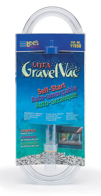 Lees Ultra GravelVac Stretch Self - Start Gravel Vacuum Cleaner 1 in x 9 - 17 - Aquarium