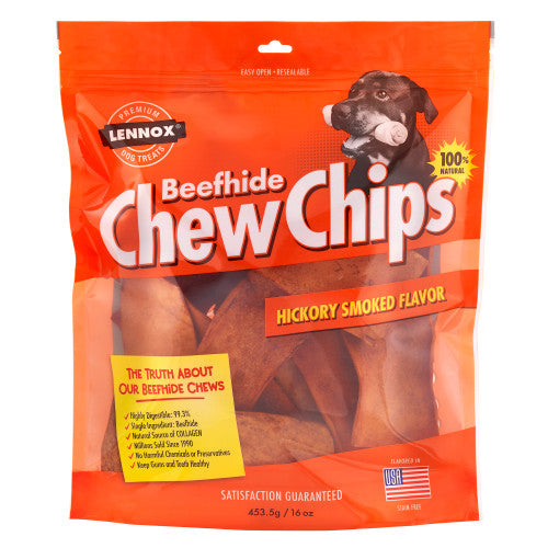 Lennox Beefhide Chew Chips Dog Treat Hickory Smoked 16oz