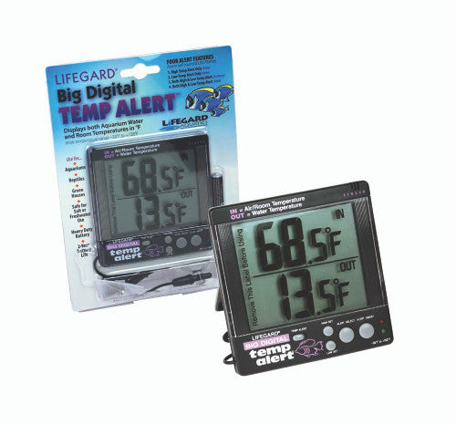 Lifegard Aquatics Big Digital Temp Alert Aquarium Thermometer Black
