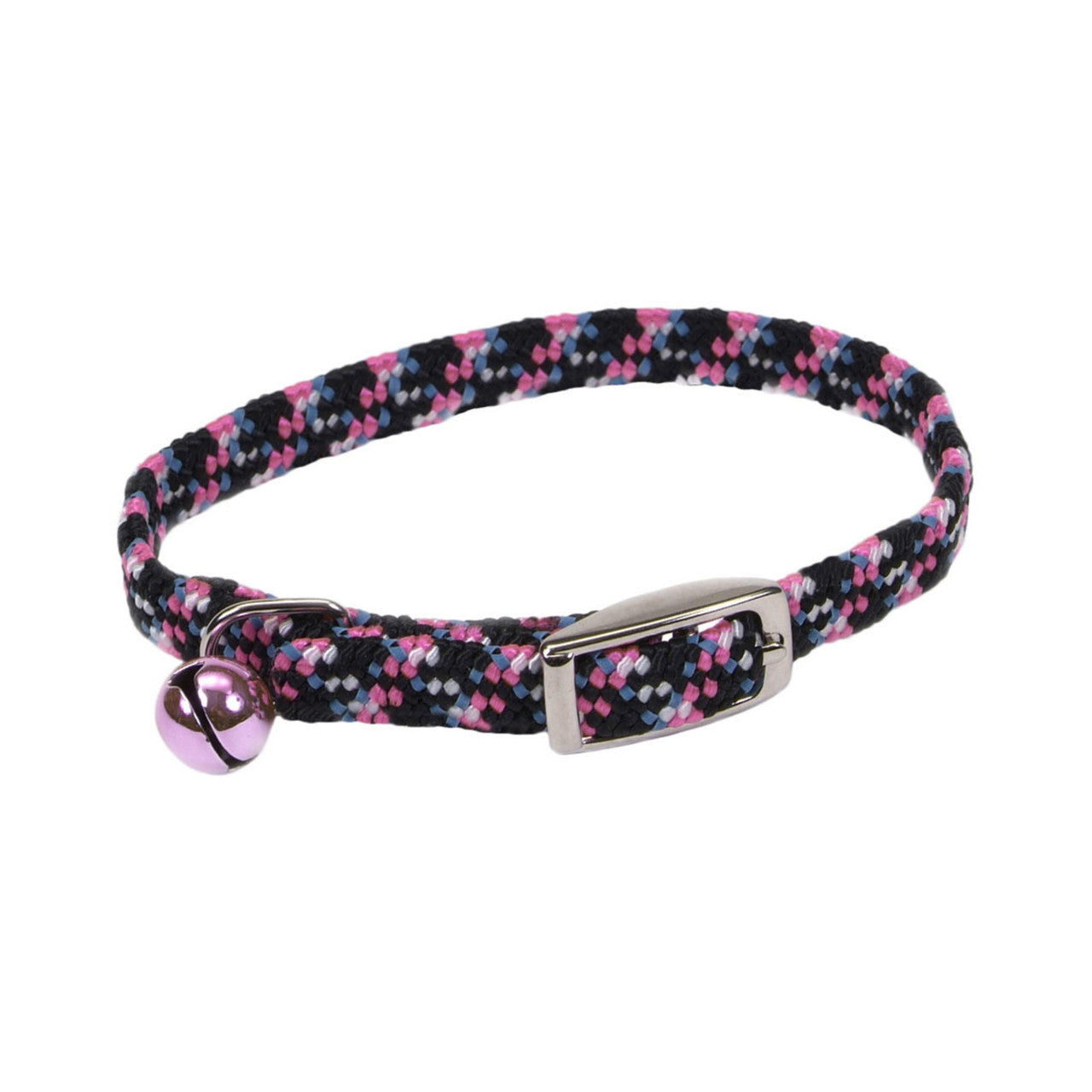 Lil Pals Elasticized Safety Kitten Collar with Reflective Threads Neon Pink 3/8 in x 8 in
