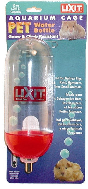 Lixit Aquarium Cage Bottle for Small Animals Clear Blue 10 Ounces - Small - Pet