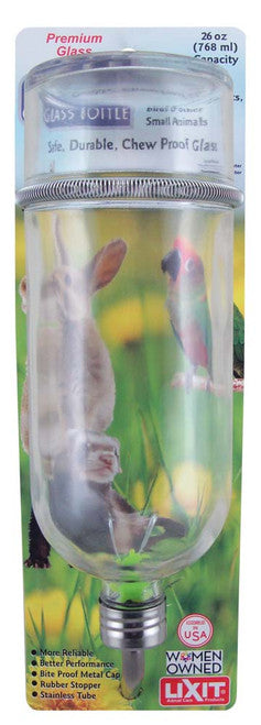 Lixit Chew Proof Glass Bottle for Small Animals Clear 26 Ounces - Small - Pet